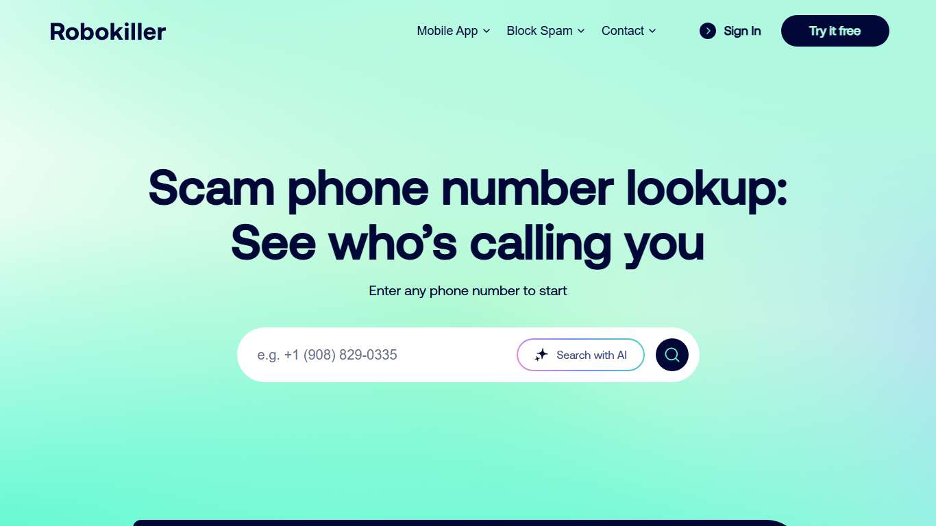 Free Scam Phone Number Lookup Tool - RoboKiller